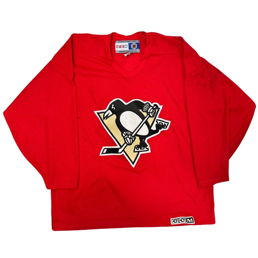 Vintage CCM Pittsburgh Penguins NHL Hockey Practice Jersey Red Mens XL